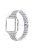 Five Beads Metal Watch Strap + Protective Case Rhinestone Decor Anti-Scratch Replacement for Apple Watch Series 7 45mm - Silver/Transparent/Transparent