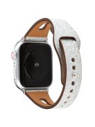 Flash Powder Genuine Leather Watch Band for Apple Watch Series 10 42mm / 9 8 7 41mm / SE (2023) SE (2022) SE 6 5 4 40mm / 3 2 1 38mm - Silver