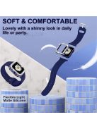 Flexible Silicone Watch Strap Smart Bracelet Band with Stylish Watch Cover Case for Apple Watch Series 1/2/3 42mm - Blue