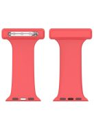 For Apple Apple Watch Series 10 46mm / Ultra 2 Ultra 49mm /  Series 9 8 7 45mm / 6 5 4 SE (2023) SE (2022) SE 44mm / 3 2 1 42mm, Doctor Nurse Watch Strap Silicone Watchband Hanging Buckle - Red