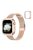 For Apple Watch 1 / 2 / 3 42mm Metal Milanese Watch Strap Quick Release Watch Band Replacement Watchband + PC Watch Case with Dual Row Rhinestone Decoration - Rose Gold