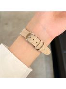 For Apple Watch 10 42mm / 9 8 7 41mm / SE (2023) SE (2022) SE 6 5 4 40mm / 3 2 1 38mm Leather Watch Band with Floral Connector - Apricot / Starlight