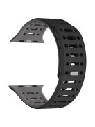 For Apple Watch 10 42mm / 9 8 7 41mm / SE (2023) SE (2022) SE 6 5 4 40mm / 3 2 1 38mm Magnetic Silicone Sport Band - Black  /  Grey