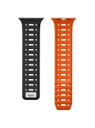 For Apple Watch 10 42mm / 9 8 7 41mm / SE (2023) SE (2022) SE 6 5 4 40mm / 3 2 1 38mm Magnetic Silicone Sport Band - Black  /  Orange