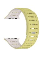 For Apple Watch 10 42mm / 9 8 7 41mm / SE (2023) SE (2022) SE 6 5 4 40mm / 3 2 1 38mm Magnetic Silicone Sport Band - Lemon Yellow  /  Grey