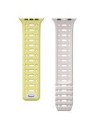 For Apple Watch 10 42mm / 9 8 7 41mm / SE (2023) SE (2022) SE 6 5 4 40mm / 3 2 1 38mm Magnetic Silicone Sport Band - Lemon Yellow  /  Grey