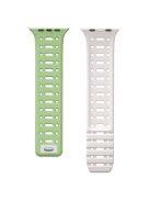 For Apple Watch 10 42mm / 9 8 7 41mm / SE (2023) SE (2022) SE 6 5 4 40mm / 3 2 1 38mm Magnetic Silicone Sport Band - Mint Green  /  Starlight