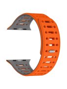 For Apple Watch 10 42mm / 9 8 7 41mm / SE (2023) SE (2022) SE 6 5 4 40mm / 3 2 1 38mm Magnetic Silicone Sport Band - Orange  /  Grey