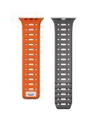 For Apple Watch 10 42mm / 9 8 7 41mm / SE (2023) SE (2022) SE 6 5 4 40mm / 3 2 1 38mm Magnetic Silicone Sport Band - Orange  /  Grey