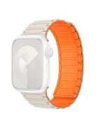 For Apple Watch 10 46mm / Ultra 2 / Ultra 49mm / 9 8 7 45mm / SE (2023) SE (2022) SE 6 5 4 44mm / 3 2 1 42mm 3 Beads Watch Strap - Starlight+Orange