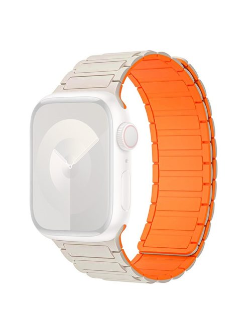 For Apple Watch 10 46mm / Ultra 2 / Ultra 49mm / 9 8 7 45mm / SE (2023) SE (2022) SE 6 5 4 44mm / 3 2 1 42mm 3 Beads Watch Strap - Starlight+Orange