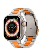 For Apple Watch 10 46mm / Ultra 2 / Ultra 49mm / 9 8 7 45mm / SE (2023) SE (2022) SE 6 5 4 44mm / 3 2 1 42mm 3-Bead Titanium Alloy Watch Strap - Titanium+Orange