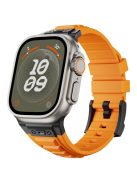 For Apple Watch 10 46mm / Ultra 2 / Ultra 49mm / 9 8 7 45mm / SE (2023) SE (2022) SE 6 5 4 44mm / 3 2 1 42mm Adjustable Strap Silicone Band - Black+Orange