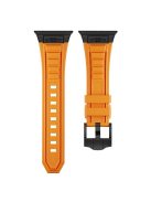 For Apple Watch 10 46mm / Ultra 2 / Ultra 49mm / 9 8 7 45mm / SE (2023) SE (2022) SE 6 5 4 44mm / 3 2 1 42mm Adjustable Strap Silicone Band - Black+Orange