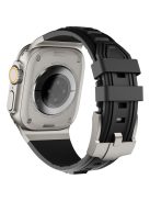 For Apple Watch 10 46mm / Ultra 2 / Ultra 49mm / 9 8 7 45mm / SE (2023) SE (2022) SE 6 5 4 44mm / 3 2 1 42mm Adjustable Strap Silicone Band - Titanium+Black