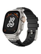 For Apple Watch 10 46mm / Ultra 2 / Ultra 49mm / 9 8 7 45mm / SE (2023) SE (2022) SE 6 5 4 44mm / 3 2 1 42mm Adjustable Strap Silicone Band - Titanium+Black