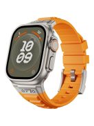 For Apple Watch 10 46mm / Ultra 2 / Ultra 49mm / 9 8 7 45mm / SE (2023) SE (2022) SE 6 5 4 44mm / 3 2 1 42mm Adjustable Strap Silicone Band - Titanium+Orange