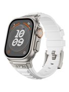 For Apple Watch 10 46mm / Ultra 2 / Ultra 49mm / 9 8 7 45mm / SE (2023) SE (2022) SE 6 5 4 44mm / 3 2 1 42mm Adjustable Strap Silicone Band - Titanium+White