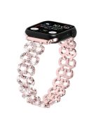 For Apple Watch 10 46mm / Ultra 2 / Ultra 49mm / 9 8 7 45mm / SE (2023) SE (2022) SE 6 5 4 44mm / 3 2 1 42mm Alloy Band Rhinestone Watch Strap - Pink