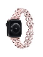 For Apple Watch 10 46mm / Ultra 2 / Ultra 49mm / 9 8 7 45mm / SE (2023) SE (2022) SE 6 5 4 44mm / 3 2 1 42mm Alloy Band Rhinestone Watch Strap - Pink