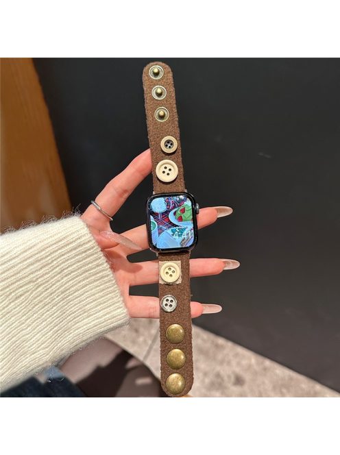 For Apple Watch 10 46mm / Ultra 2 / Ultra 49mm / 9 8 7 45mm / SE (2023) SE (2022) SE 6 5 4 44mm / 3 2 1 42mm Art Plush Wristband - Coffee