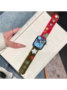 For Apple Watch 10 46mm / Ultra 2 / Ultra 49mm / 9 8 7 45mm / SE (2023) SE (2022) SE 6 5 4 44mm / 3 2 1 42mm Art Plush Wristband - Red+Green