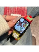 For Apple Watch 10 46mm / Ultra 2 / Ultra 49mm / 9 8 7 45mm / SE (2023) SE (2022) SE 6 5 4 44mm / 3 2 1 42mm Art Plush Wristband - Red+Green