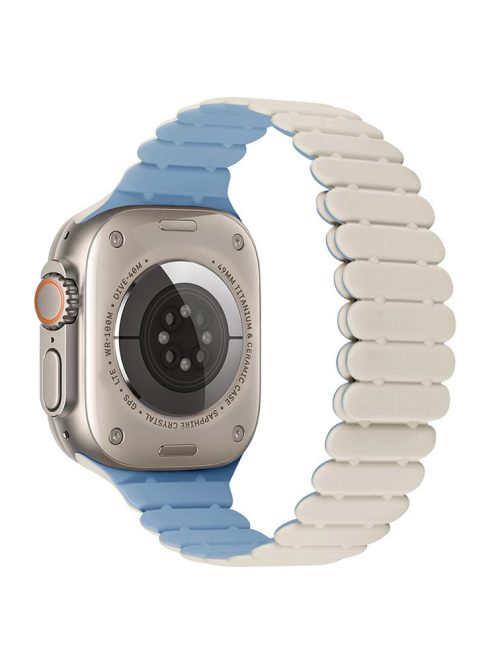 For Apple Watch 10 46mm / Ultra 2 / Ultra 49mm / 9 8 7 45mm / SE (2023) SE (2022) SE 6 5 4 44mm / 3 2 1 42mm Bamboo Joint Strap - Antique White+Mist Blue