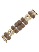 For Apple Watch 10 46mm / Ultra 2 / Ultra 49mm / 9 8 7 45mm / SE (2023) SE (2022) SE 6 5 4 44mm / 3 2 1 42mm Band Beaded Bracelet - Coffee / Pearl