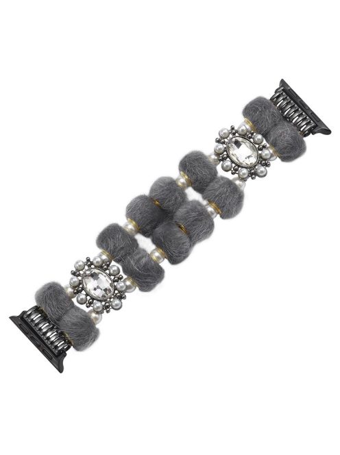 For Apple Watch 10 46mm / Ultra 2 / Ultra 49mm / 9 8 7 45mm / SE (2023) SE (2022) SE 6 5 4 44mm / 3 2 1 42mm Band Beaded Bracelet - Grey / Pearl