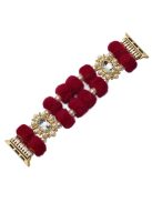 For Apple Watch 10 46mm / Ultra 2 / Ultra 49mm / 9 8 7 45mm / SE (2023) SE (2022) SE 6 5 4 44mm / 3 2 1 42mm Band Beaded Bracelet - Red / Pearl