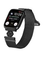 For Apple Watch 10 46mm / Ultra 2 / Ultra 49mm / 9 8 7 45mm / SE (2023) SE (2022) SE 6 5 4 44mm / 3 2 1 42mm Band Flower Magnetic Mesh Watch Strap - Black