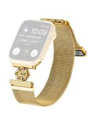 For Apple Watch 10 46mm / Ultra 2 / Ultra 49mm / 9 8 7 45mm / SE (2023) SE (2022) SE 6 5 4 44mm / 3 2 1 42mm Band Flower Magnetic Mesh Watch Strap - Gold