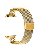 For Apple Watch 10 46mm / Ultra 2 / Ultra 49mm / 9 8 7 45mm / SE (2023) SE (2022) SE 6 5 4 44mm / 3 2 1 42mm Band Flower Magnetic Mesh Watch Strap - Gold