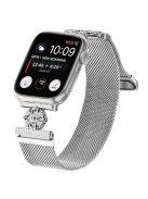 For Apple Watch 10 46mm / Ultra 2 / Ultra 49mm / 9 8 7 45mm / SE (2023) SE (2022) SE 6 5 4 44mm / 3 2 1 42mm Band Flower Magnetic Mesh Watch Strap - Silver