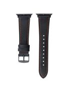 For Apple Watch 10 46mm / Ultra 2 / Ultra 49mm / 9 8 7 45mm / SE (2023) SE (2022) SE 6 5 4 44mm / 3 2 1 42mm Band Genuine Cow Leather Strap - Black 2