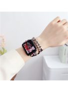 For Apple Watch 10 46mm / Ultra 2 / Ultra 49mm / 9 8 7 45mm / SE (2023) SE (2022) SE 6 5 4 44mm / 3 2 1 42mm Band Leather Strap - Rose Flower