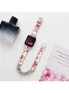 For Apple Watch 10 46mm / Ultra 2 / Ultra 49mm / 9 8 7 45mm / SE (2023) SE (2022) SE 6 5 4 44mm / 3 2 1 42mm Band Leather Strap - White