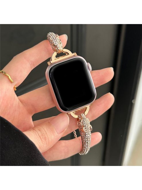 For Apple Watch 10 46mm / Ultra 2 / Ultra 49mm / 9 8 7 45mm / SE (2023) SE (2022) SE 6 5 4 44mm / 3 2 1 42mm Band Zinc Alloy Leopard Head Bracelet - Rose Gold