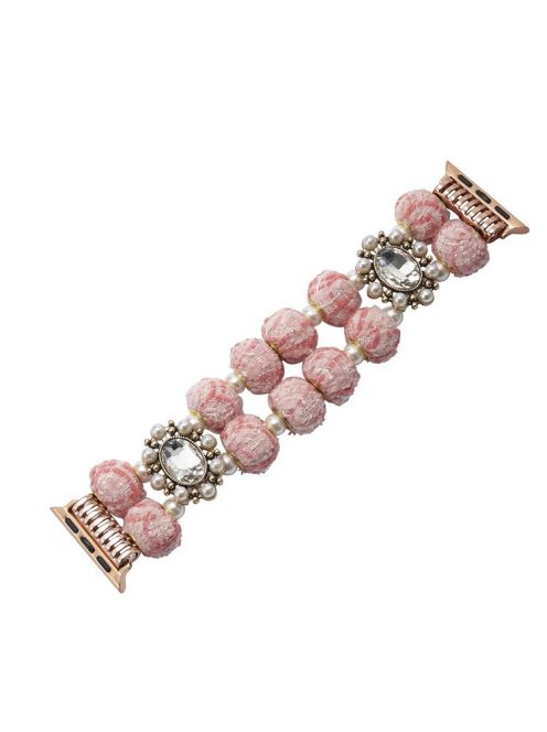 For Apple Watch 10 46mm / Ultra 2 / Ultra 49mm / 9 8 7 45mm / SE (2023) SE (2022) SE 6 5 4 44mm / 3 2 1 42mm Beaded Bracelet Strap - Pink