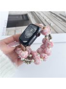 For Apple Watch 10 46mm / Ultra 2 / Ultra 49mm / 9 8 7 45mm / SE (2023) SE (2022) SE 6 5 4 44mm / 3 2 1 42mm Beaded Bracelet Strap - Pink