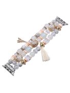 For Apple Watch 10 46mm / Ultra 2 / Ultra 49mm / 9 8 7 45mm / SE (2023) SE (2022) SE 6 5 4 44mm / 3 2 1 42mm Beaded Watch Band with Tassel Decor - Beige