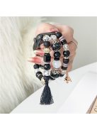 For Apple Watch 10 46mm / Ultra 2 / Ultra 49mm / 9 8 7 45mm / SE (2023) SE (2022) SE 6 5 4 44mm / 3 2 1 42mm Beaded Watch Band with Tassel Decor - Black