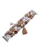 For Apple Watch 10 46mm / Ultra 2 / Ultra 49mm / 9 8 7 45mm / SE (2023) SE (2022) SE 6 5 4 44mm / 3 2 1 42mm Beaded Watch Band with Tassel Decor - Brown