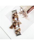 For Apple Watch 10 46mm / Ultra 2 / Ultra 49mm / 9 8 7 45mm / SE (2023) SE (2022) SE 6 5 4 44mm / 3 2 1 42mm Beaded Watch Band with Tassel Decor - Brown