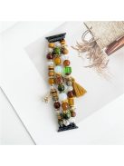 For Apple Watch 10 46mm / Ultra 2 / Ultra 49mm / 9 8 7 45mm / SE (2023) SE (2022) SE 6 5 4 44mm / 3 2 1 42mm Beaded Watch Band with Tassel Decor - Coffee