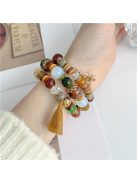 For Apple Watch 10 46mm / Ultra 2 / Ultra 49mm / 9 8 7 45mm / SE (2023) SE (2022) SE 6 5 4 44mm / 3 2 1 42mm Beaded Watch Band with Tassel Decor - Coffee