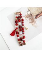 For Apple Watch 10 46mm / Ultra 2 / Ultra 49mm / 9 8 7 45mm / SE (2023) SE (2022) SE 6 5 4 44mm / 3 2 1 42mm Beaded Watch Band with Tassel Decor - Red