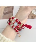 For Apple Watch 10 46mm / Ultra 2 / Ultra 49mm / 9 8 7 45mm / SE (2023) SE (2022) SE 6 5 4 44mm / 3 2 1 42mm Beaded Watch Band with Tassel Decor - Red