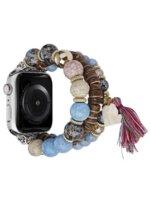 For Apple Watch 10 46mm / Ultra 2 / Ultra 49mm / 9 8 7 45mm / SE (2023) SE (2022) SE 6 5 4 44mm / 3 2 1 42mm Beads Strap Elephant Pendant - Blue